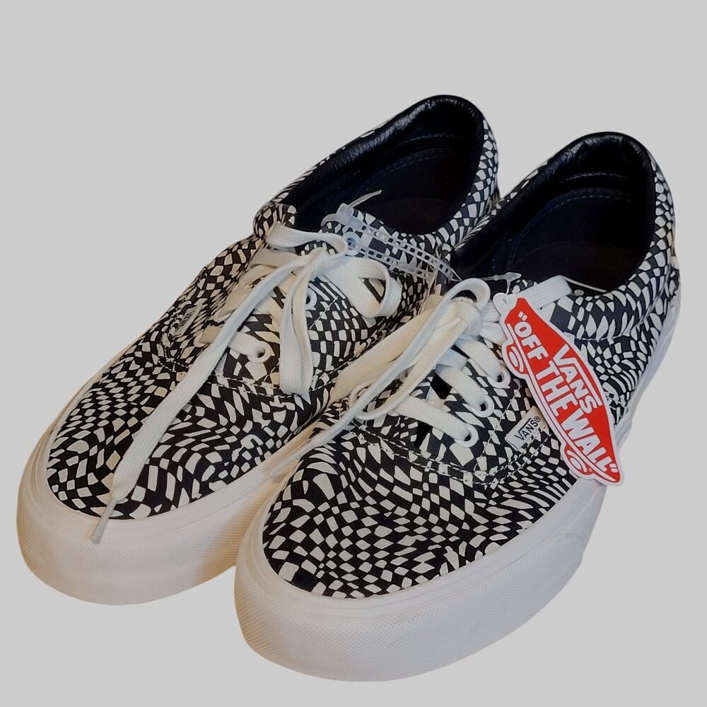 Vans Era Ultra Cush Warped Checkerboard Black White Sticker Tag Men 12 Low Top
